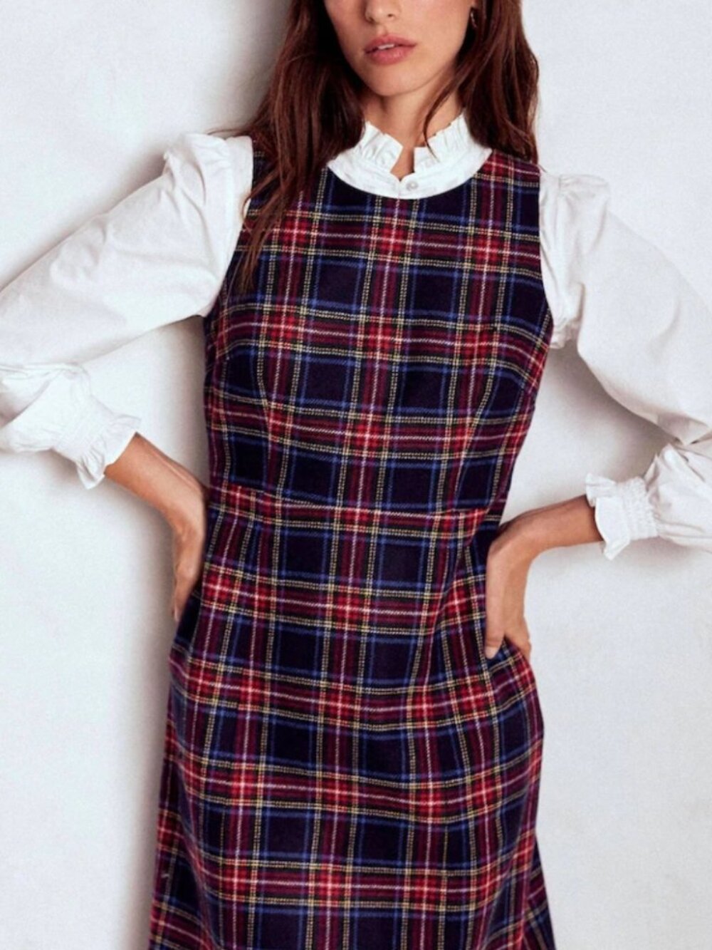 NWT 🌟 BODEN 🌟 ANNIE CHECK SHIFT DRESS WOOL PLAID TARTAN HOLIDAY NAVY RED SZ 6